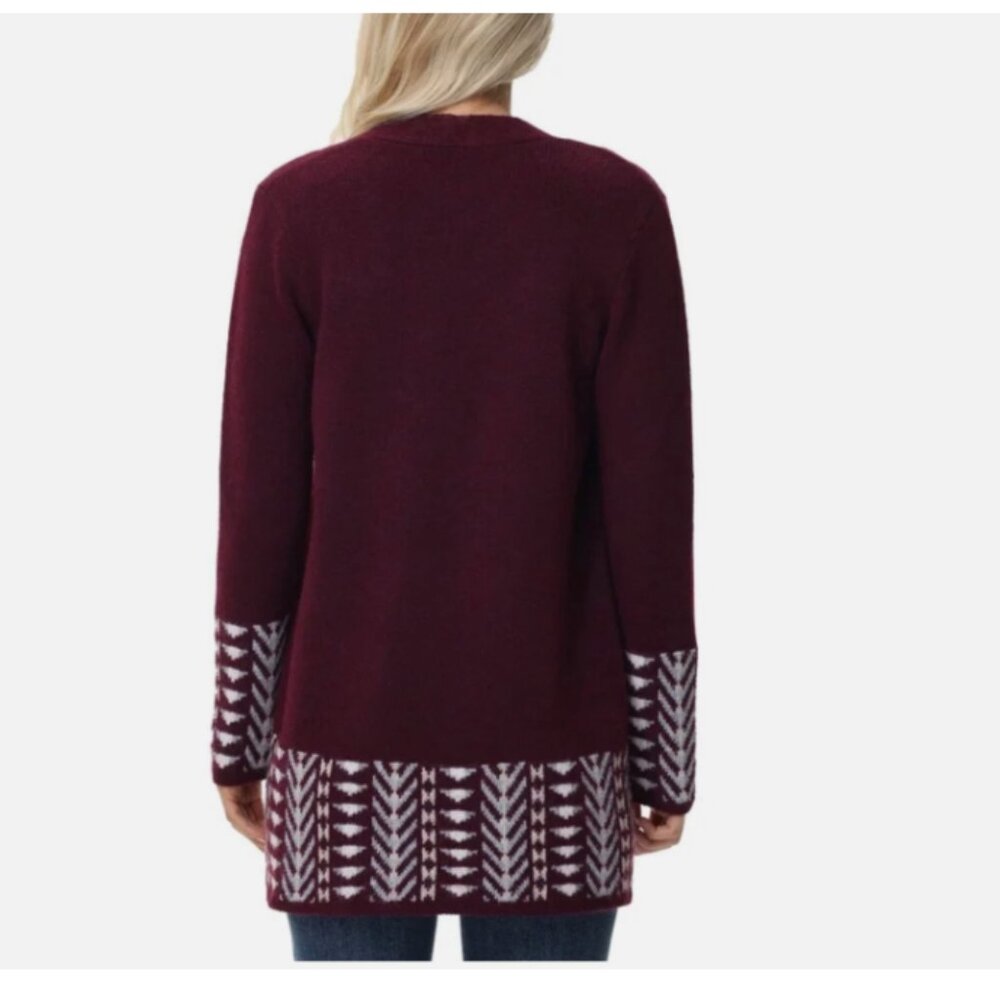 FRYE Women's Patterned Cardigan Dark Red M - Picture 3 of 4